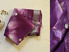Flavour of Morning ✽ Purple Linen Gotta Patti Work Saree