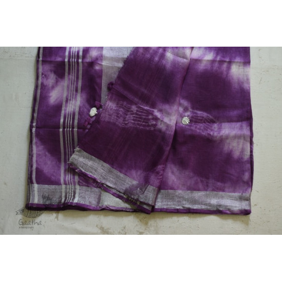 Purple Linen Gotta Patti Work Saree 