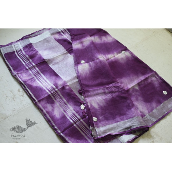 Purple Linen Gotta Patti Work Saree 