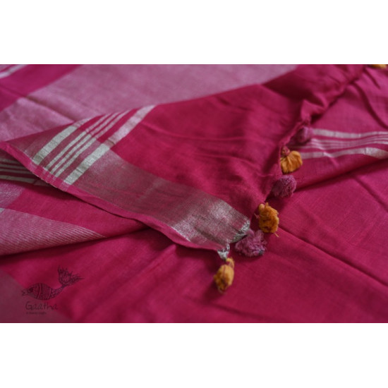 Orange & Pink Linen Saree