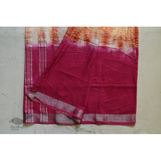 Orange & Pink Linen Saree