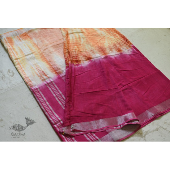 Orange & Pink Linen Saree