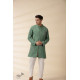 shop Handwoven Cotton - Green Jacket Style Men Long Kurta 