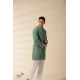 shop Handwoven Cotton - Green Jacket Style Men Long Kurta 