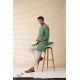 shop Handwoven Cotton - Green Jacket Style Men Long Kurta 