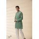 shop Handwoven Cotton - Green Jacket Style Men Long Kurta 