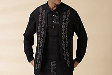 Ekansh . एकांश | Handloom Cotton -  Black Men Nehru Jacket ( Only Jacket )