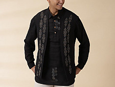 Ekansh . एकांश | Handloom Cotton -  Black Men Nehru Jacket ( Only Jacket )