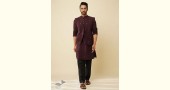 shop Handwoven Cotton - Purple Cotton Long Kurta With Jacket (Set of 2) 