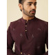 shop Handwoven Cotton - Purple Cotton Long Kurta With Jacket (Set of 2) 