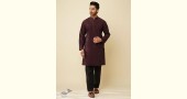 shop Handwoven Cotton - Purple Cotton Long Kurta With Jacket (Set of 2) 
