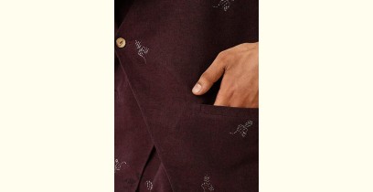 Ekansh . एकांश | Handwoven Cotton - Purple Cotton Long Kurta With Jacket (Set of 2) 