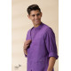 shop Handwoven Cotton - Purple Men Kantha Work Long Kurta With Jacket (Set of Two)