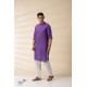 shop Purple Men Kantha Work Long Handwoven Cotton Kurta