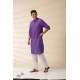 shop Purple Men Kantha Work Long Handwoven Cotton Kurta