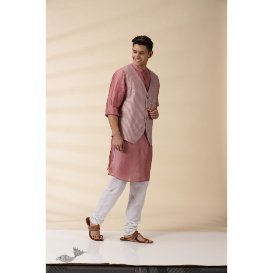 shop Blush Pink Chanderi Jacket & Kurta Set ( Set of Two)  