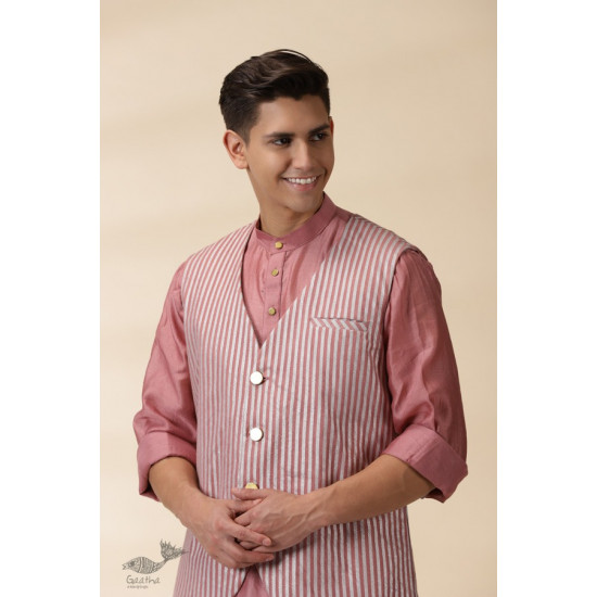 shop Blush Pink Chanderi Jacket & Kurta Set ( Set of Two)  