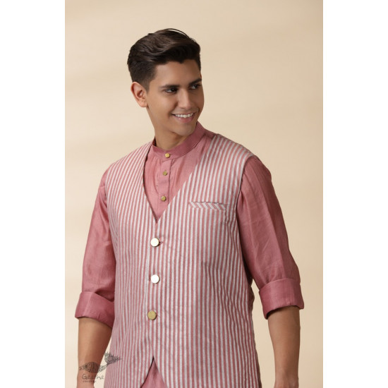 shop Blush Pink Chanderi Jacket & Kurta Set ( Set of Two)  