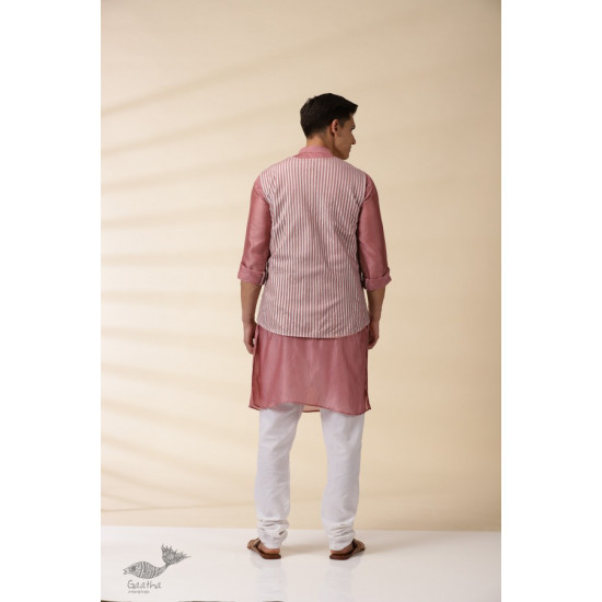 shop Blush Pink Chanderi Jacket & Kurta Set ( Set of Two)  