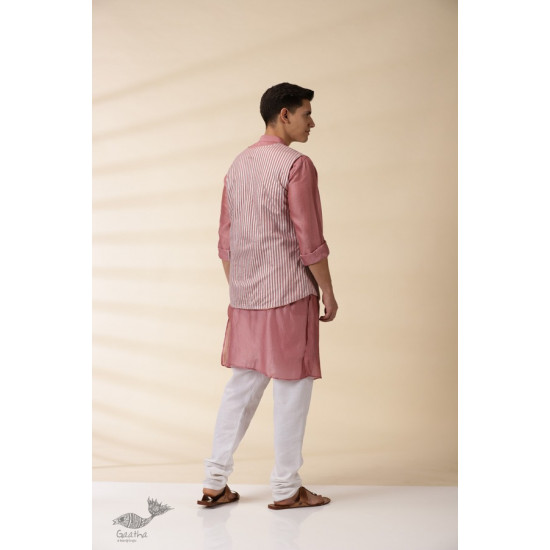 shop Blush Pink Chanderi Jacket & Kurta Set ( Set of Two)  