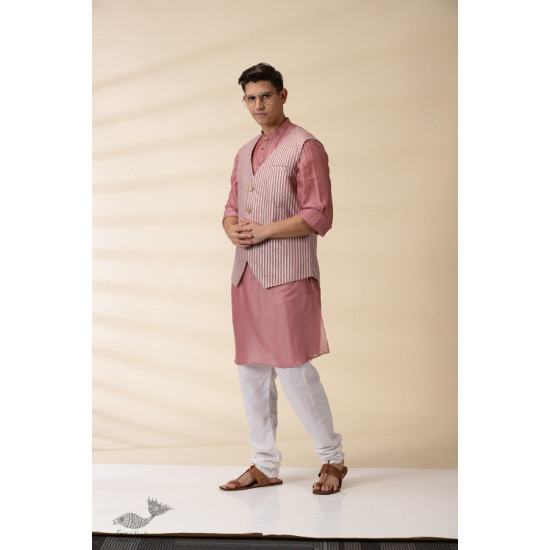 shop Blush Pink Chanderi Jacket & Kurta Set ( Set of Two)  