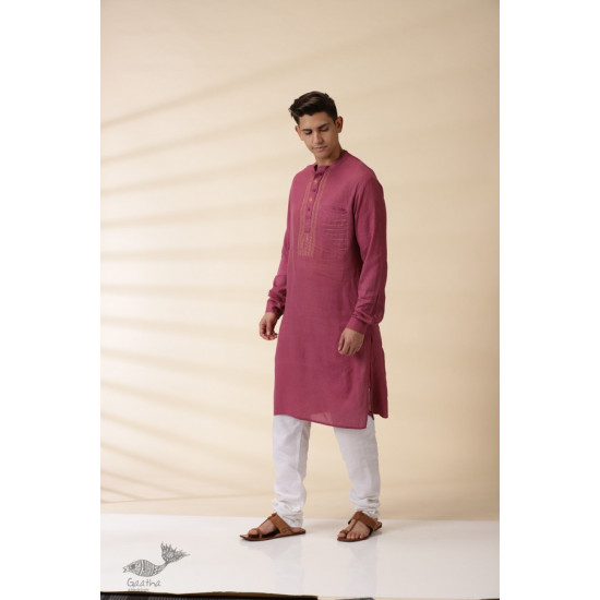 shop Majenta Handwoven Men Kurta 