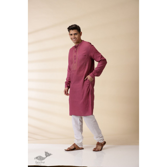 shop Majenta Handwoven Men Kurta 