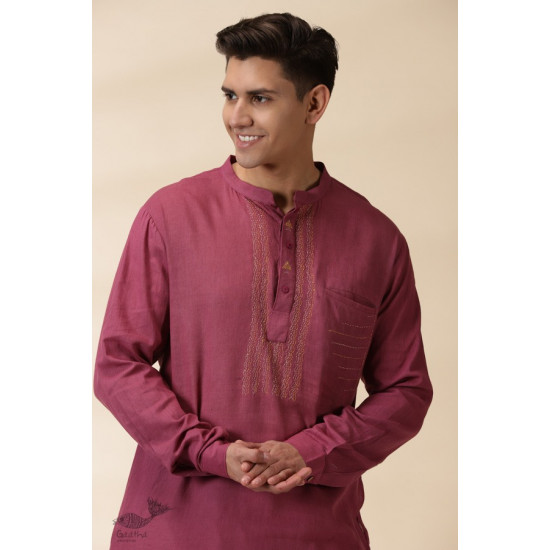 shop Majenta Handwoven Men Kurta 