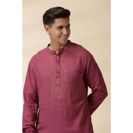 shop Majenta Handwoven Men Kurta 