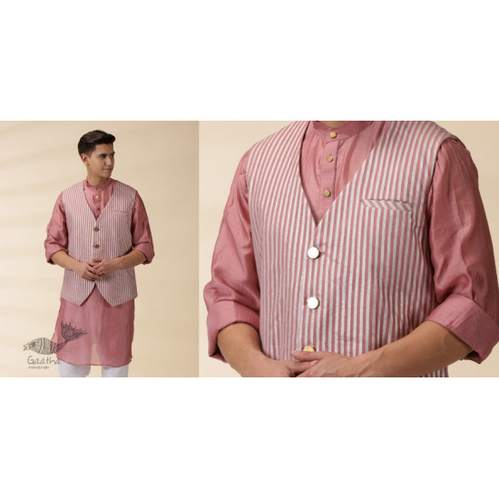 shop Blush Pink Chanderi Jacket & Kurta Set ( Set of Two)  