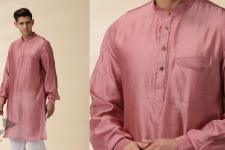 Ekansh . एकांश | Blush Pink Chanderi Silk Long Kurta  