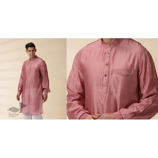 shop Blush Pink Chanderi Kurta  