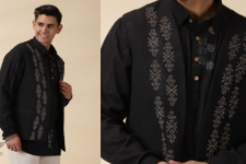 Ekansh . एकांश | Handloom Cotton -  Black Men Nehru Jacket ( Only Jacket )