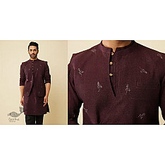 Ekansh . एकांश | Handwoven Cotton - Purple Cotton Long Kurta With Jacket (Set of 2) 