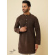 shop Handwoven Cotton - Dark Brown Cotton Kurta