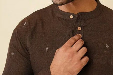 Ekansh . एकांश | Handwoven Cotton - Dark Brown Cotton Kurta