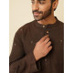 shop Handwoven Cotton - Dark Brown Cotton Kurta