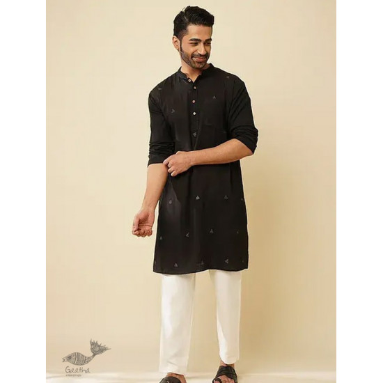 shop Handwoven Cotton - Black Men's Kurta