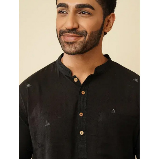 shop Handwoven Cotton - Black Men's Kurta