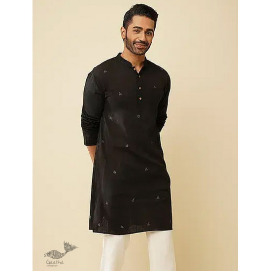 shop Handwoven Cotton - Black Men's Kurta