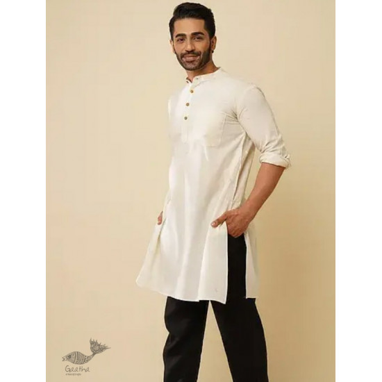 shop Handwoven Cotton - Off White Kurta