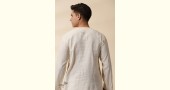 shop Handwoven Cotton - Off White Kantha Work Kurta  