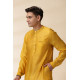 shop Handwoven - Yellow Chanderi Men Kurta 