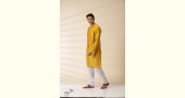 shop Handwoven - Yellow Chanderi Men Kurta 
