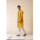 shop Handwoven - Yellow Chanderi Men Kurta 