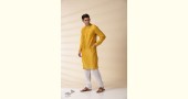 shop Handwoven - Yellow Chanderi Men Kurta 