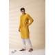 shop Handwoven - Yellow Chanderi Men Kurta 