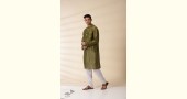 shop Handwoven - Green Men Chanderi Chikankari Kurta 