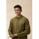 shop Handwoven - Green Men Chanderi Chikankari Kurta 