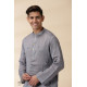 shop Handwoven - Grey Man Chanderi Chikan Kurta 